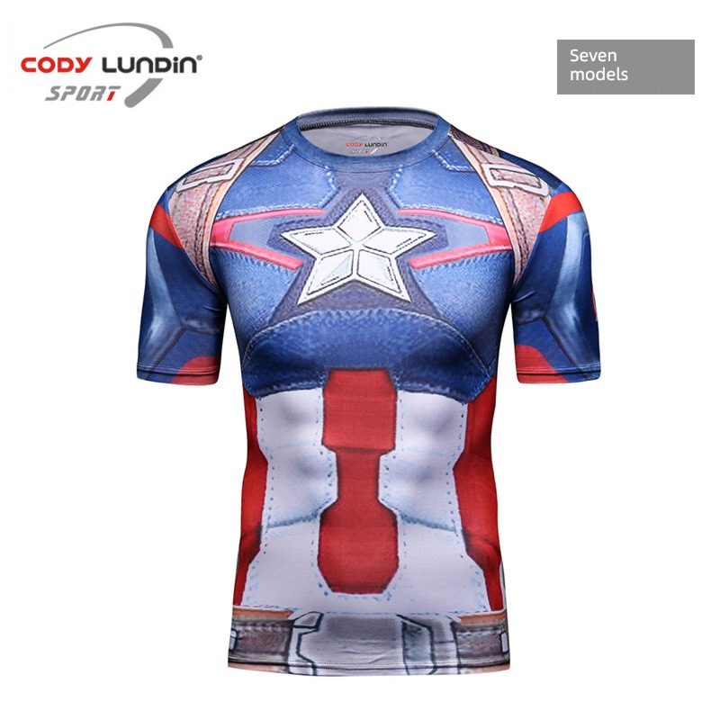 man quick-drying Tight fitting Training clothes Round neck Short sleeve T-shirt