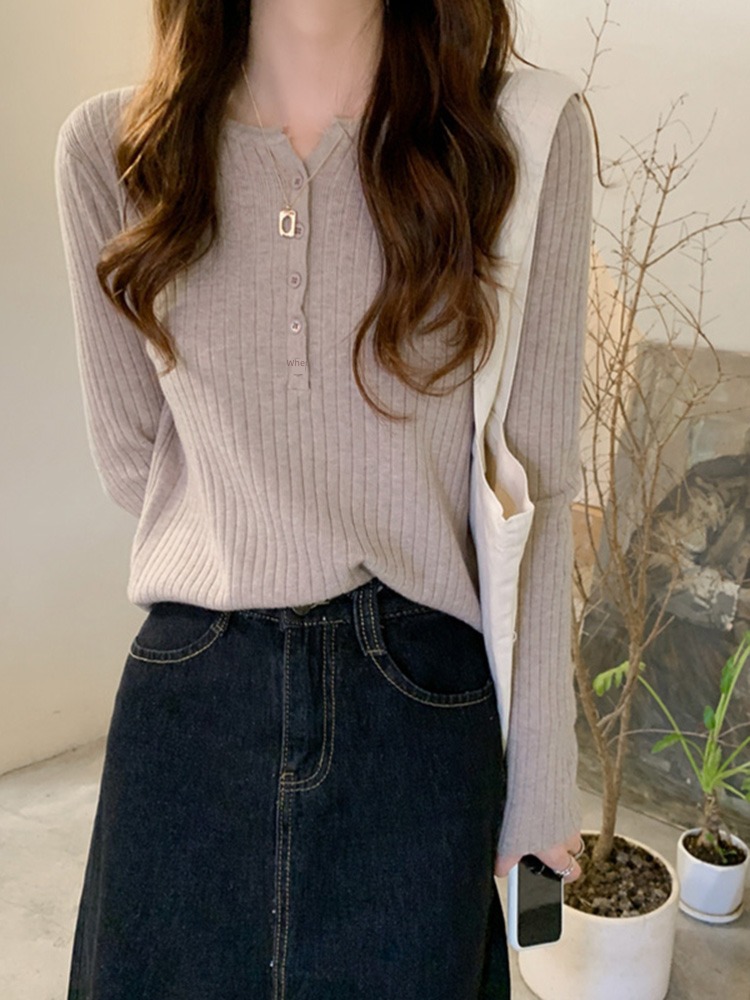 Autumn clothes Advanced sense Thin money white Long sleeve Undershirt