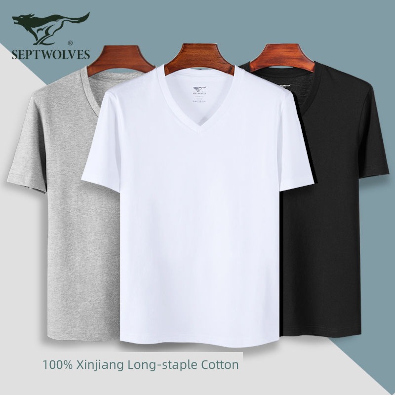 Seven wolves Interpenetrating V-collar vest Half sleeve man T-shirt