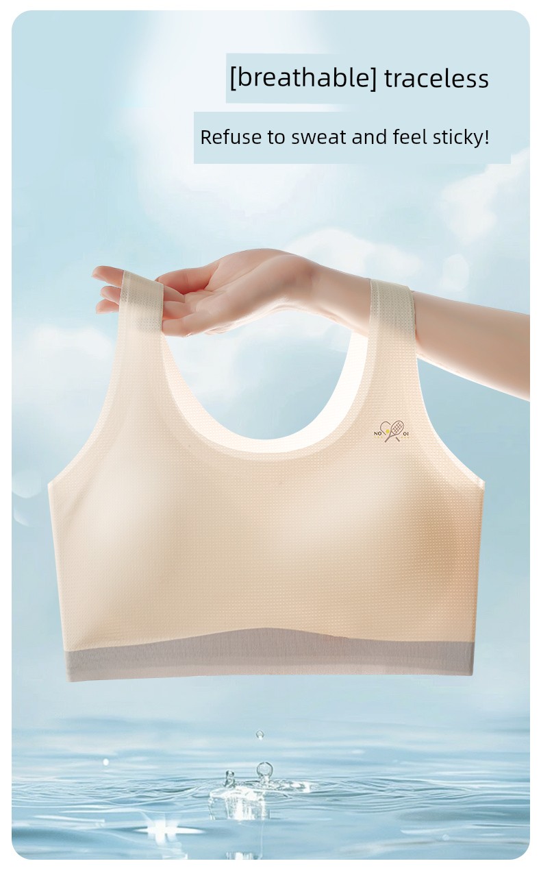 Nanjiren Fixed-Cup Girls' Underwear for Development Period, Student Bras for 8-16 Years Old Adolescent Girls, Breathable Small Vest — 4