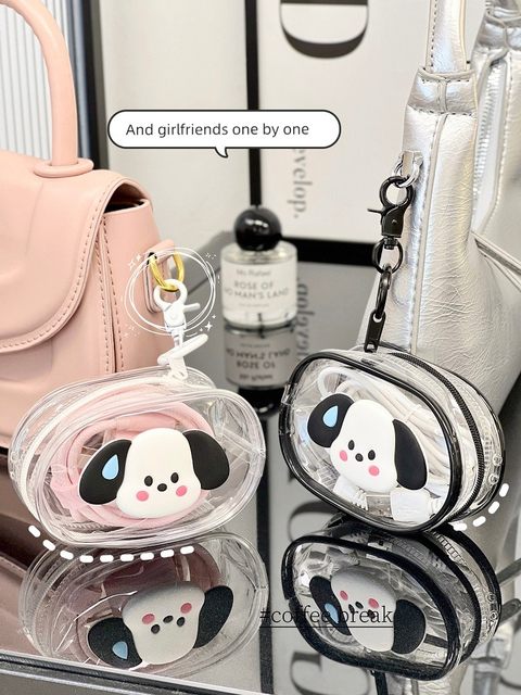 Transparent data cable storage bag portable waterproof travel simple key ring pain bag blind box figure storage bag pendant