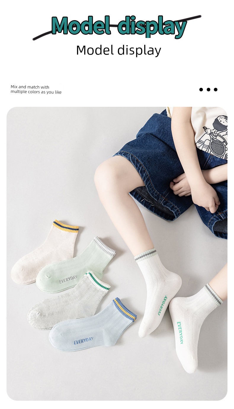 Summer Boneless Youth Student White Sports Socks — 8