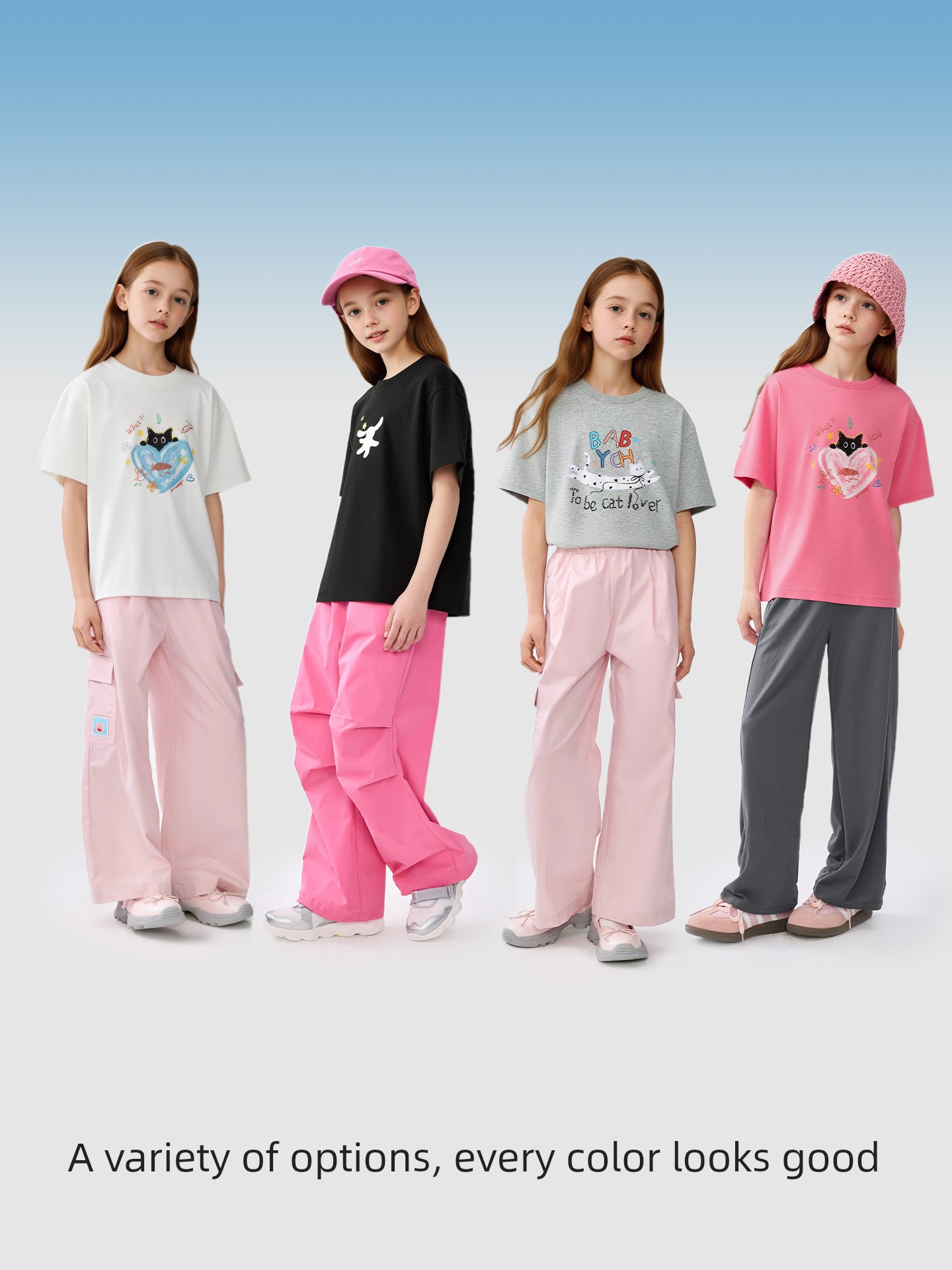 Balabala Short Sleeve 2024 New Arrival Cat Children's Clothing
