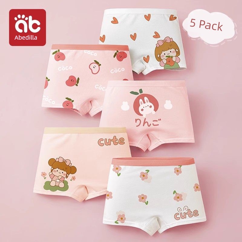 Girls' Cotton Underwear for Children, Baby Girls' Boxer Briefs, Class a Cotton Flat Shorts, Non-Binding Underpants — 6