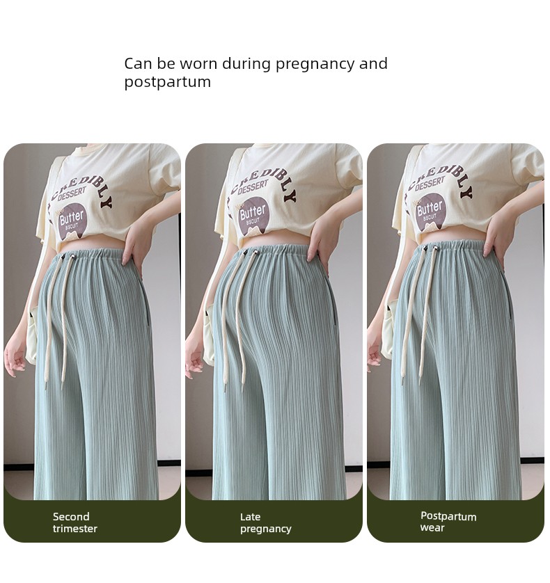 Pregnant Women's Pants Loose Pants Summer Thin Outwear Ice Silk Casual Pants Straight-Leg Pants Loose Anti-Mosquito Leggings Summer Wear — 8