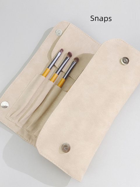 12-hole makeup brush storage bag matte PU leather portable concealed button brush bag makeup cover brush dustproof storage bag