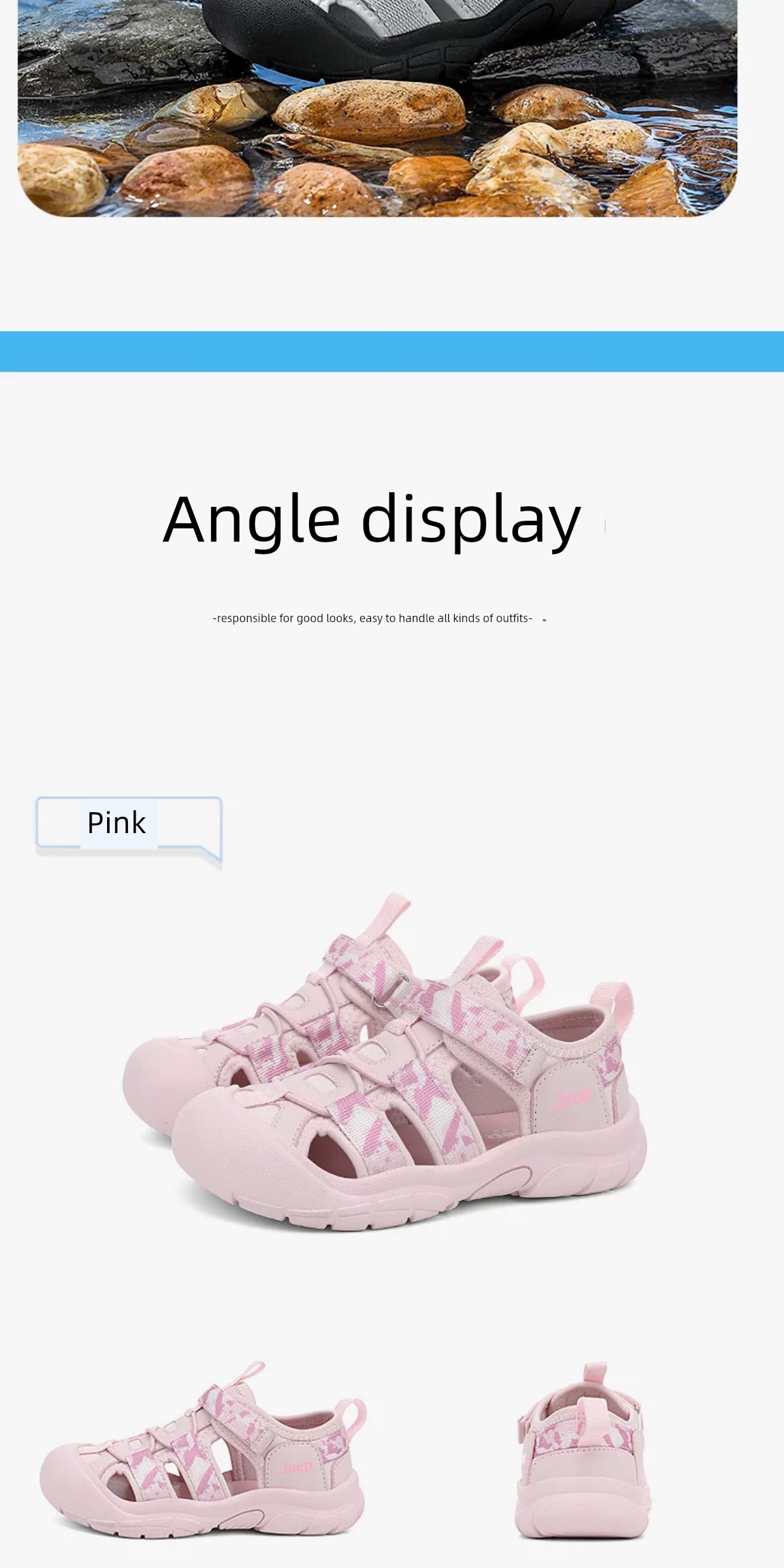 Jeep Children's Closed-Toe Sandals Outdoor Girls' Non-Slip Beach Shoes 2026 Summer New Boys' Water Shoes — 22
