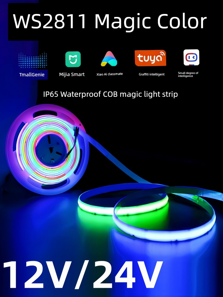 Waterproof Cob Four-In-One Fantasy Color Rgbcw Programmable Ws2811 Five-In-One 12V Car Light Strip 24V Self-Adhesive