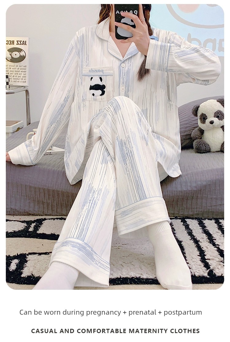 With Chest Pad Pure Cotton Spring and Autumn Nursing Clothing Confinement Clothing — 7
