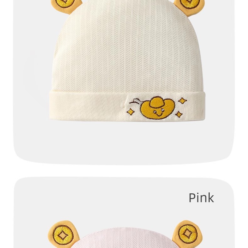 0-6 Months Baby Hat, Summer Thin Style, Single-Layer, Class A, Seamless, Lightweight, Breathable, Newborn Baby Fontanelle Protection Cap — 17