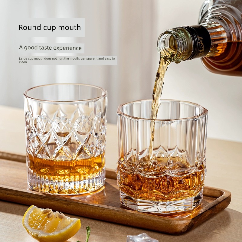 歐式風格冰裂威士忌杯晶瑩剔透專為紅酒愛好者設計適用於家用或酒吧