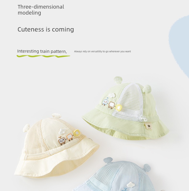 Baby Hat Thin Summer Baby Boy Sun Protection Hat Newborn Small-Month Sun Hat Outing Infant Bucket Hat — 4