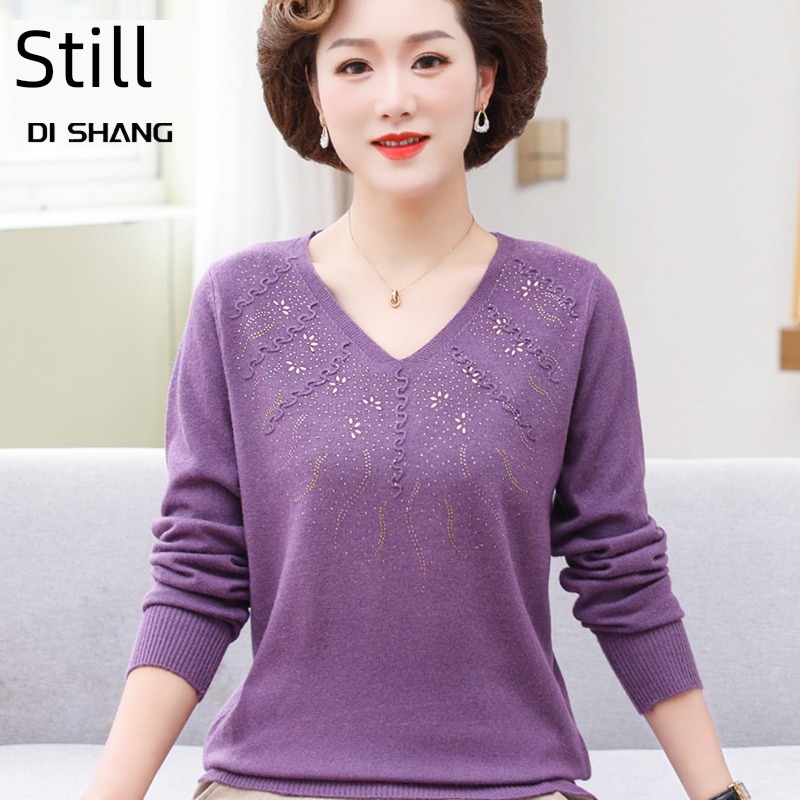 spring middle age ma'am Foreign style knitting Lay a foundation jacket