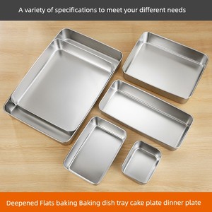 Stainless Steel Square Tray, Rectangular Plate, Deep Flat-Bottomed Tiramisu Box, Steaming Tray for Donkey Hide Gelatin, 