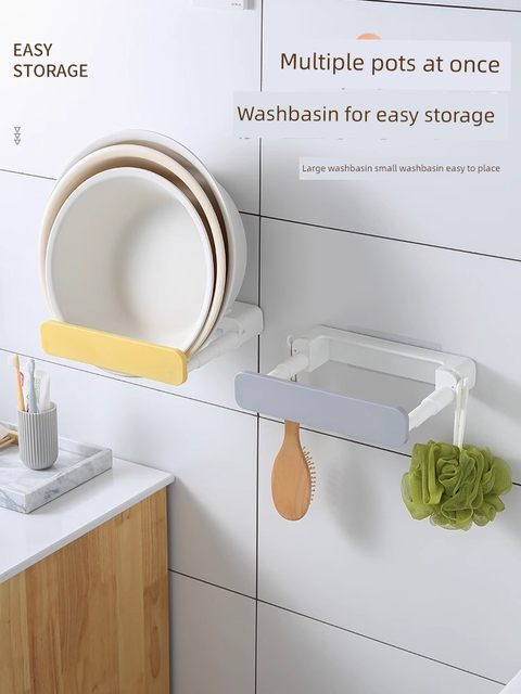 Home washbasin rack bathroom toilet wall hanger without punching basin rack bathroom bathtub storage storage rack