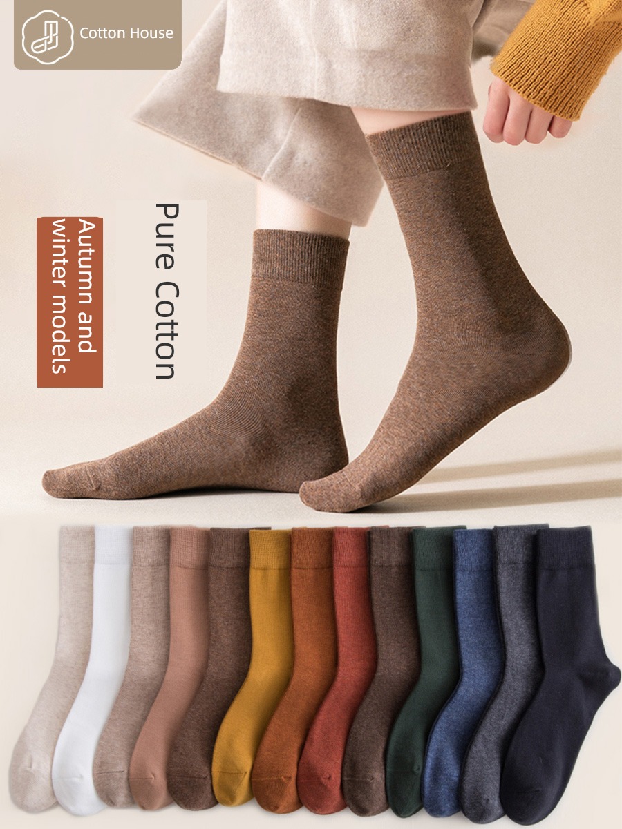 Hosiery children pure cotton yarn black long and tube-shaped Spring Socks