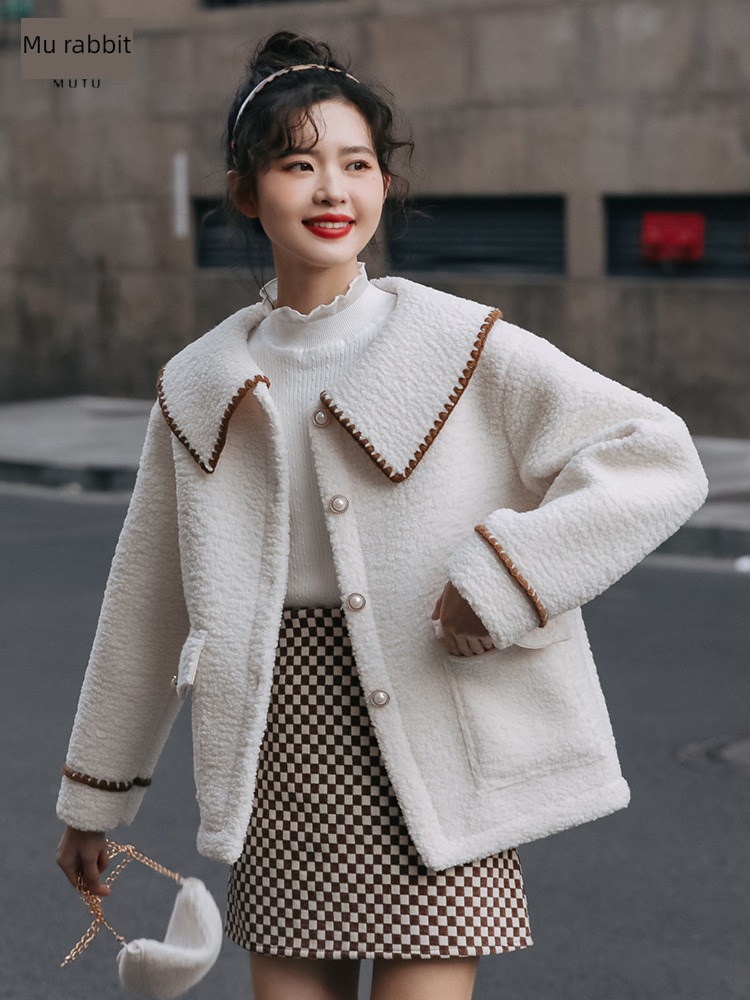 Moxa rabbit Little fragrance Fleece Fur in one short coat