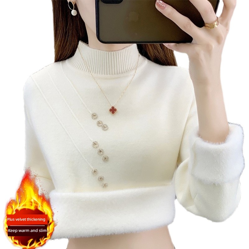 one Velvet knitting Lay a foundation Half high collar Condom sweater