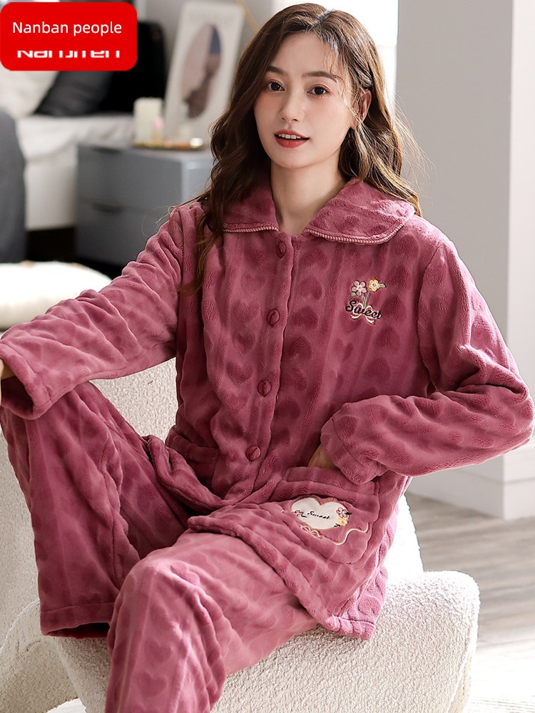 thickening female Flannel Winter money Big size leisure wear pajamas