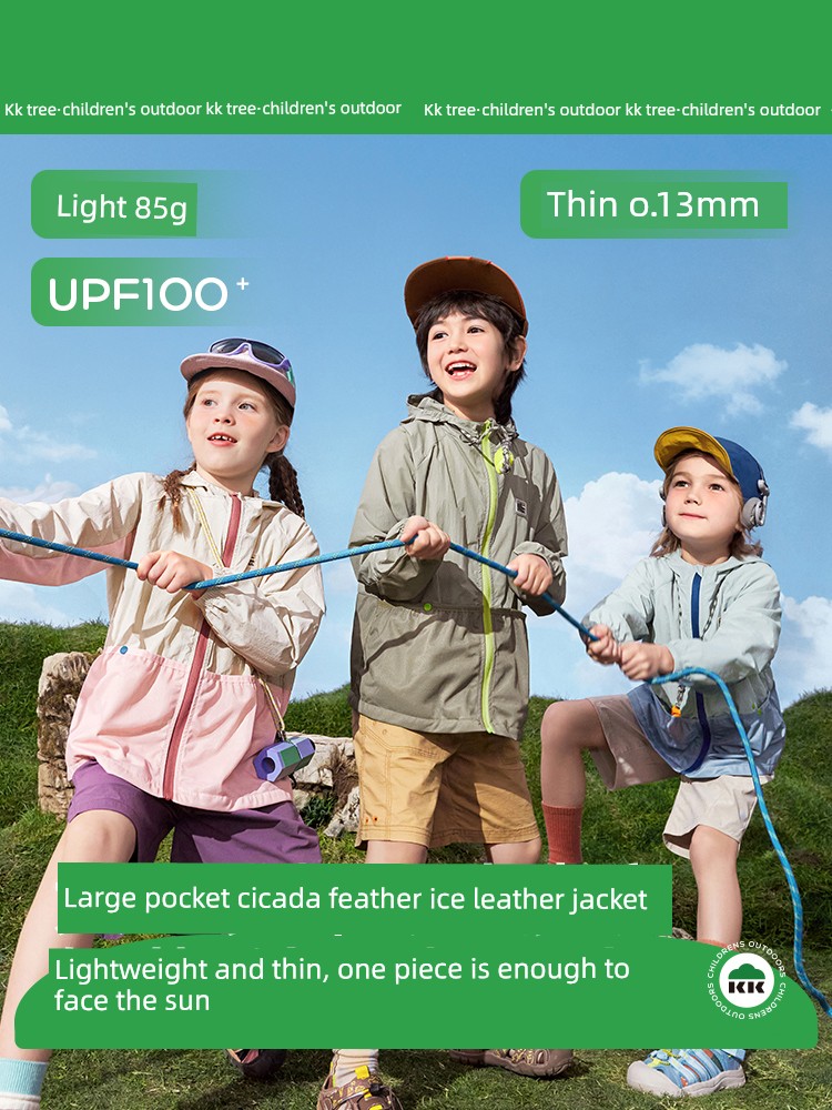 Kk Tree Kidsren's Sun Protection Clothing, Boys' Sun Protection Clothing, Girls' Lightweight Jackets, Spring and Summer Baby Skin Clothing, Outdoor Breathable Style