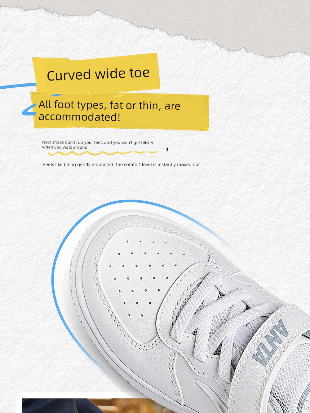 Anta Kidsren's Casual Shoes, Versatile White Sneakers, Classic Casual Sneakers for Primary School Students, Kindergarten and Older Kidsren's Sports Shoes — 10