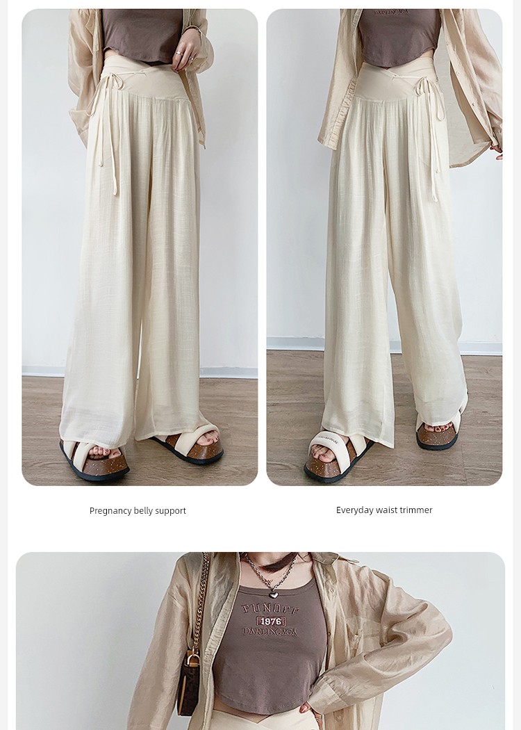 Maternity Pants Summer Thin Style 2026 New Tencel Wide-Leg Pants for Autumn, Comfortable for Early Pregnancy, Summer Wear — 13