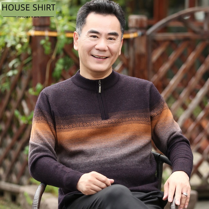 Middle aged and old people Half high collar Undershirt keep warm sweater