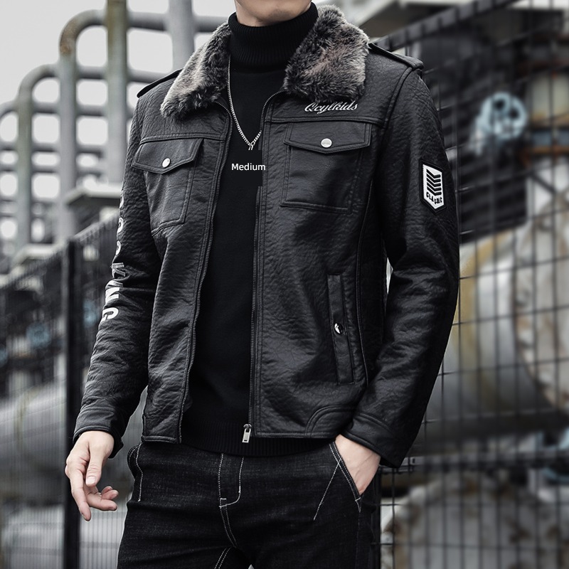 Jacket loose coat Autumn and winter trend Korean version handsome leather clothing