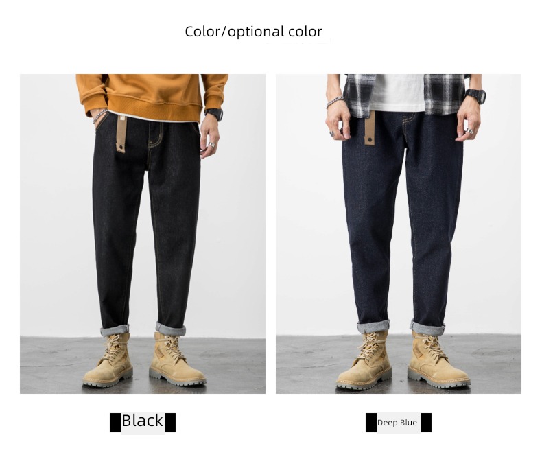 black Chaopai Big size Plush thickening autumn trousers