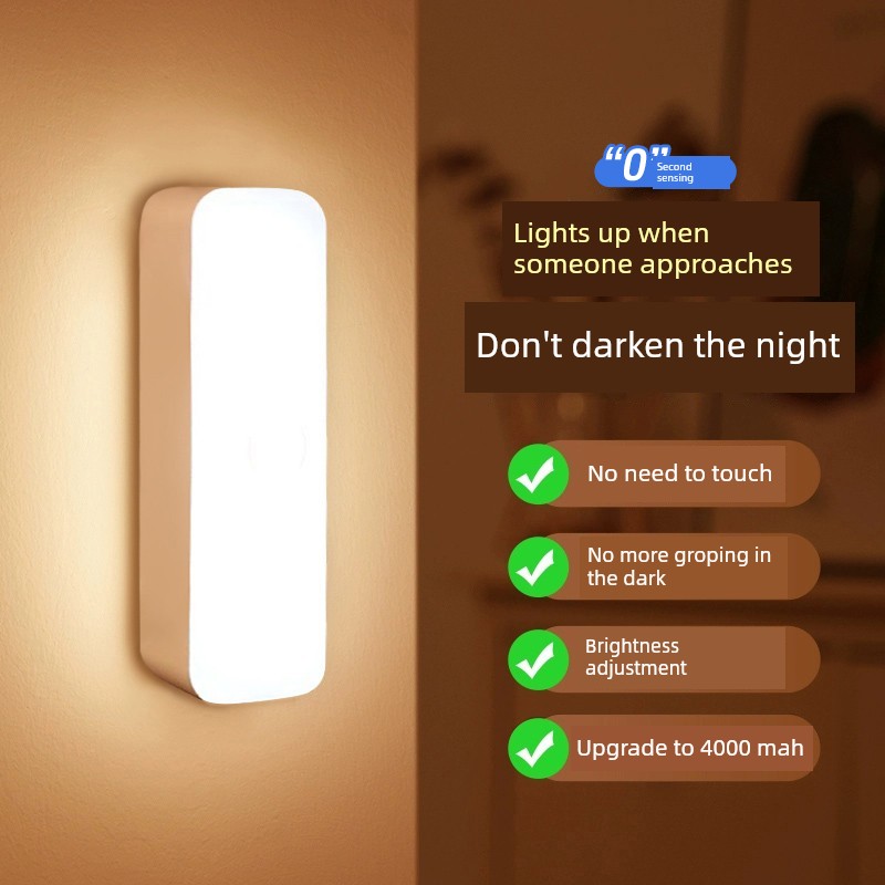 Human Body Sensor Night Light, Smart Rechargeable Voice-Controlled Lamp, Wireless Home Corridor Wall Sensor Light for Nighttime Use