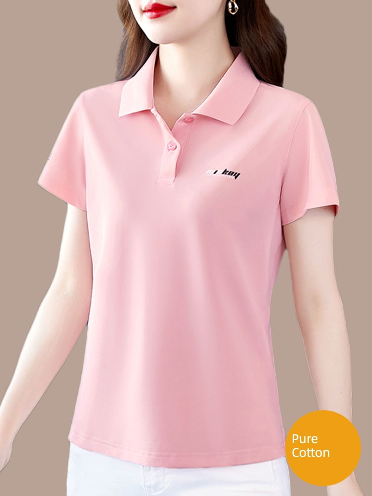 ma'am Short sleeve Show thin Self-cultivation Polo shirt Lapel T-shirt
