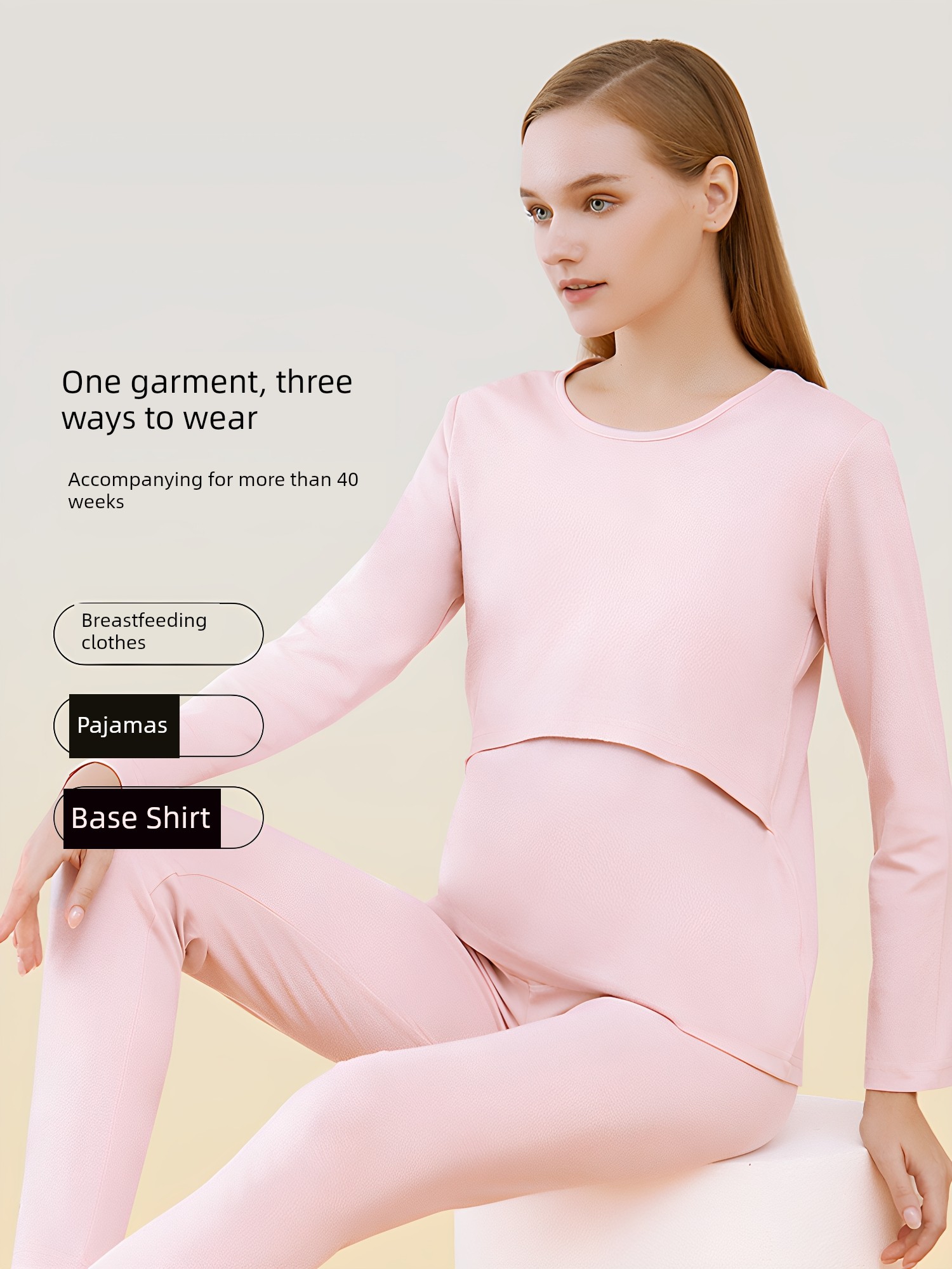 Breastfeeding Top Tops Pure Cotton Maternity Thermal Underwear Autumn and Winter Nursing Pajamas Confinement Clothing Bottoming Shirt with Chest Pad — 5
