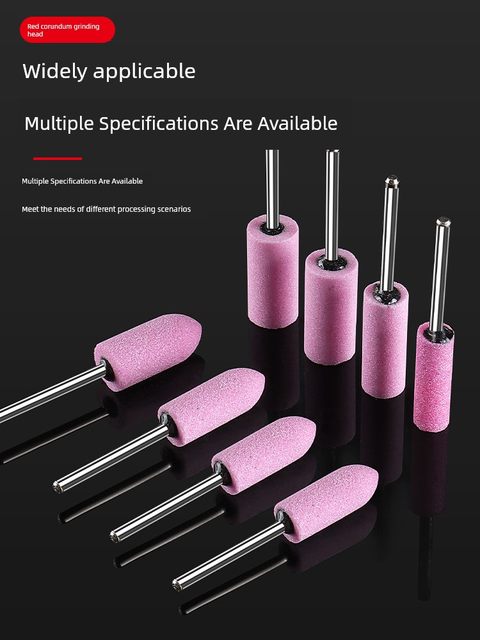 Extended Flint Red Corundum Grinding Wheel Grinding Head 3mm Sand Wheel Small Electric Drill Grinding Head Metal Rust Removal Polishing Grinding