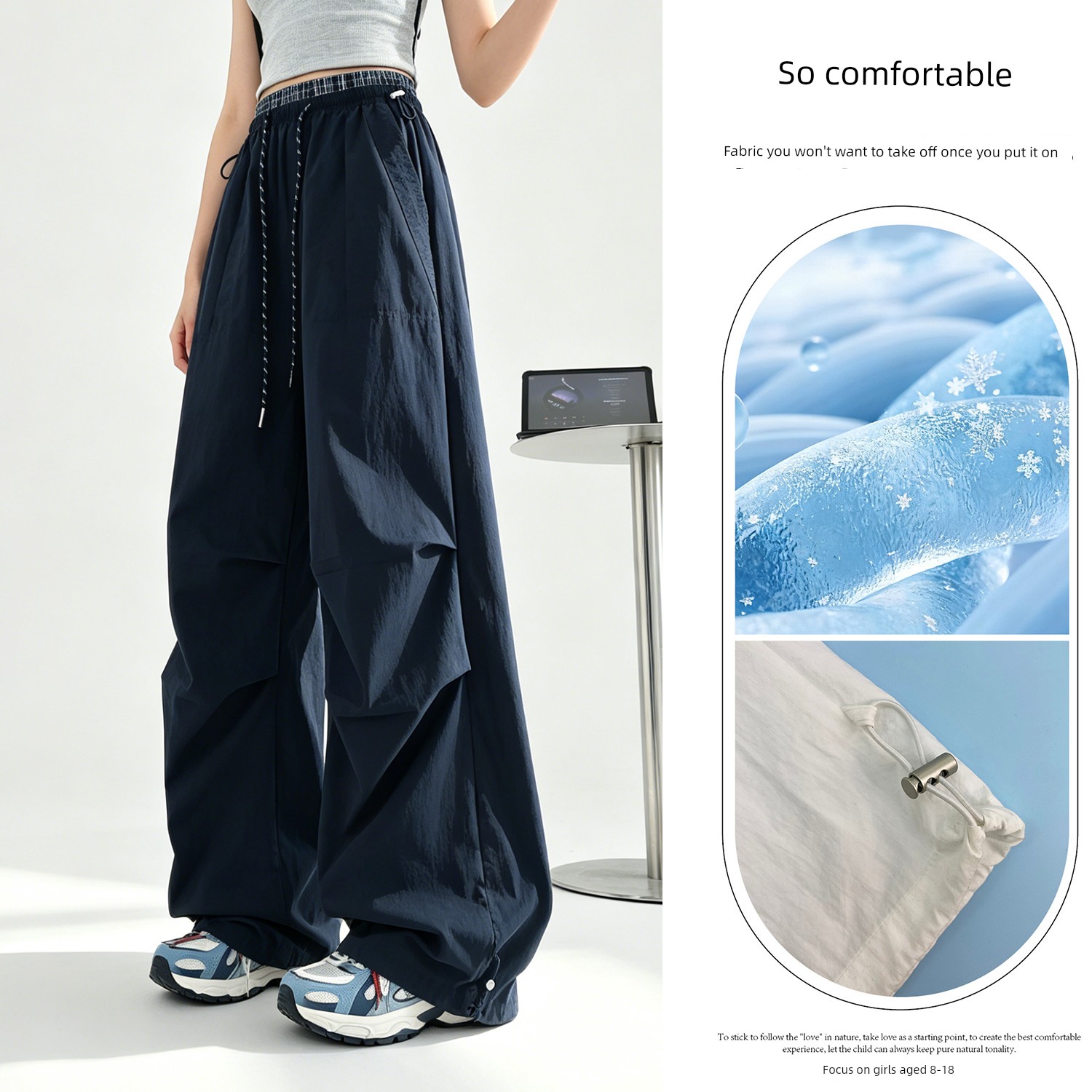 Girls' Cargo Pants Spring and Autumn 2026 New Straight-Leg Pants Youth Casual Pants Loose Fit Big Girl Sports Pants — 2