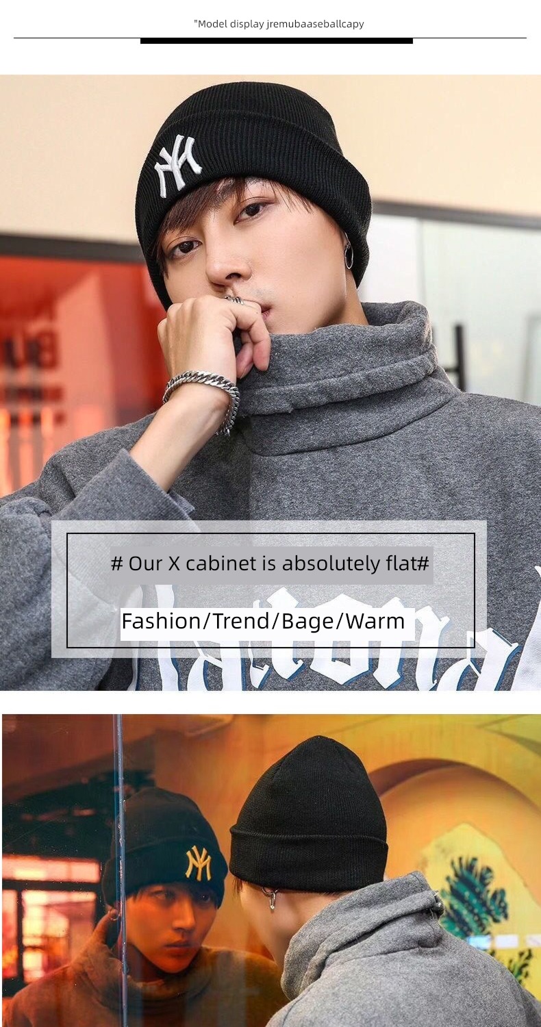 winter Men's style letter grey Plush female woolen hat