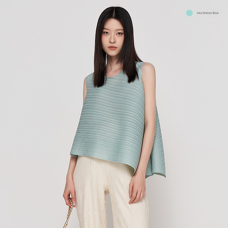 Sellynear Maternity T-Shirt Summer New Fashion Loose Sleeveless Irregular Pleated Maternity Workwear Top — 3