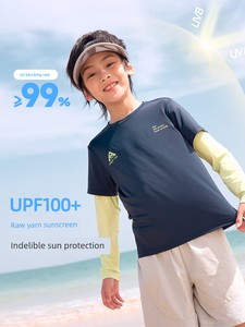 Ebaer Kidsren's Summer Quick-Drying Sports Breathable Clothing for Boys and Girls Fake Two-Piece Cool Long-Sleeved T-Shi
