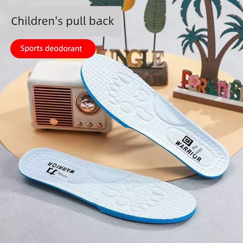 Original Children's Sports Insoles, Super Soft Insoles with a Stepping-On-Feces Feeling, Deodorizing, Non-Slip, Breathable, Sweat-Absorbing Kids' Insoles