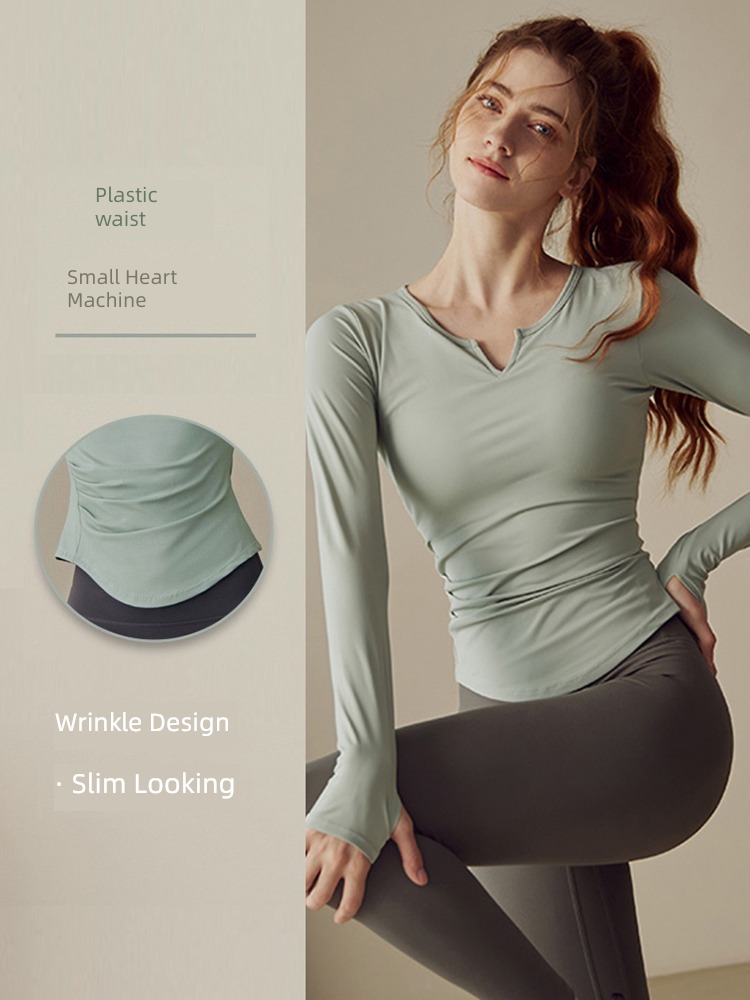 With chest pad female Autumn  Long sleeve pilates Yoga clothes