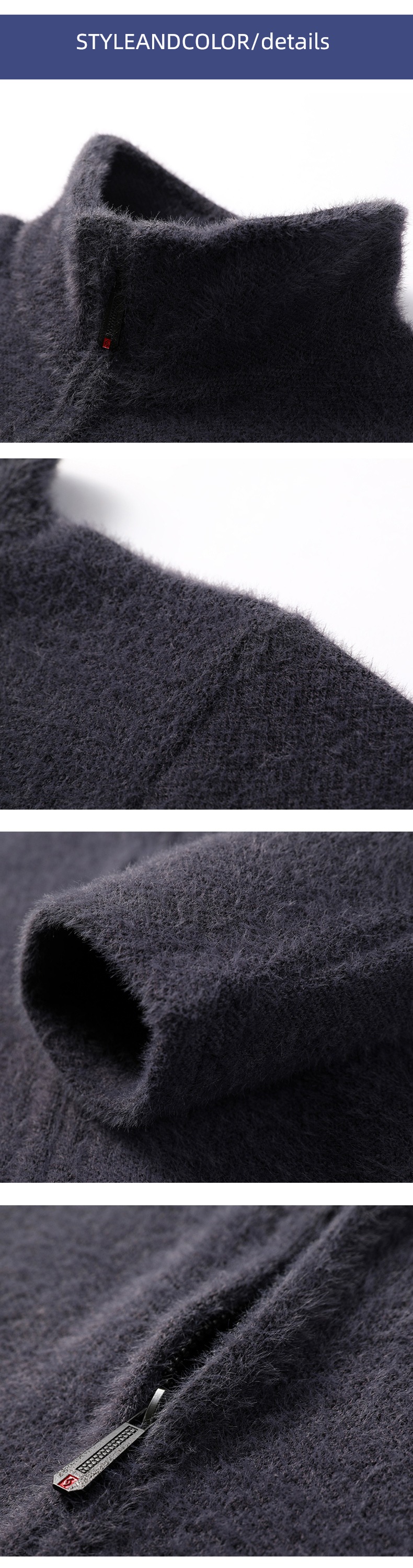 NGGGN Medium and long term Imitation mink hair stand collar man Sweater