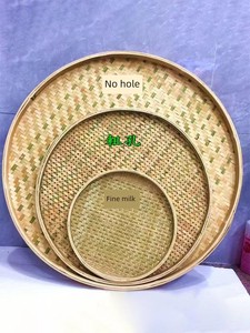 Bamboo Woven Bamboo Products Bamboo Products Dustpan Perforated Non-Porous Fine Hole Sieve Bamboo Plaque round Household