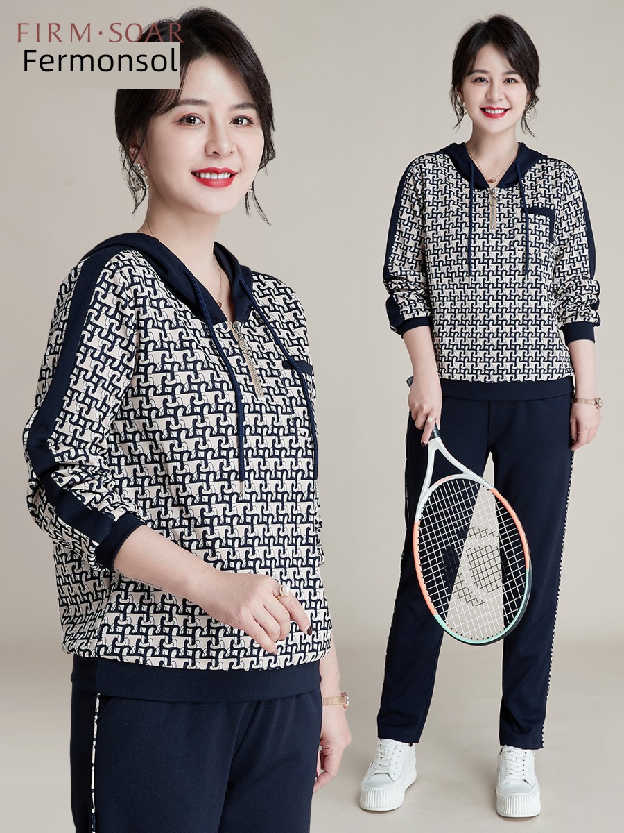 mom suit Middle aged and elderly spring and autumn leisure time motion Sweater
