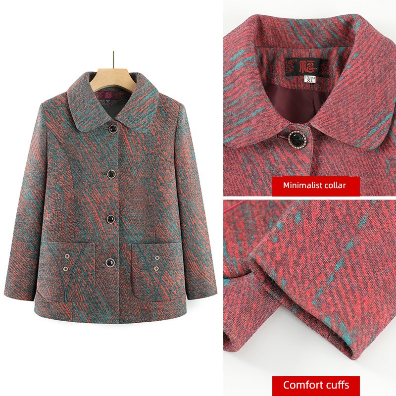 loose coat female Autumn and winter new pattern the elderly 60 year Woollen cloth loose coat