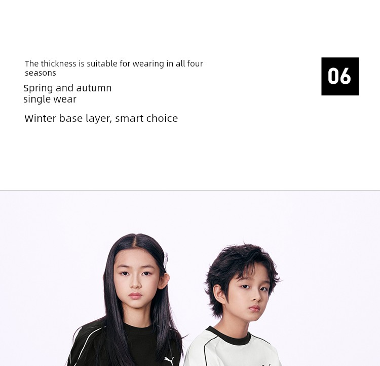 Puma Children's Clothing 2026 New Children's Long-Sleeved T-Shirt Simple and Fashionable Striped Round Neck Sports T7 Base Shirt — 15