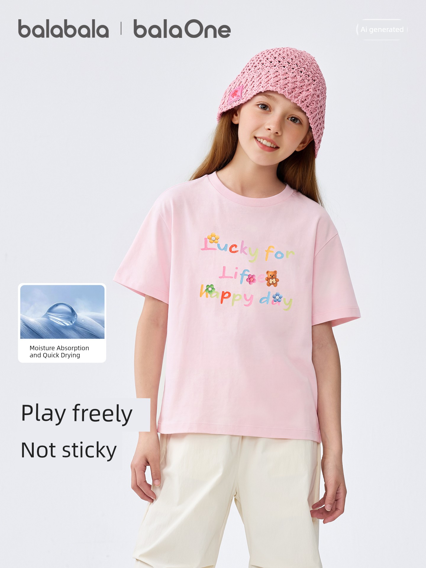Balabala Kidsren's Clothing Girls' Baby Short-Sleeved T-Shirt Kidsren's 2026 New Summer Clothing Big Kidsren's Moisture-Absorbent Quick-Drying Tops — 2
