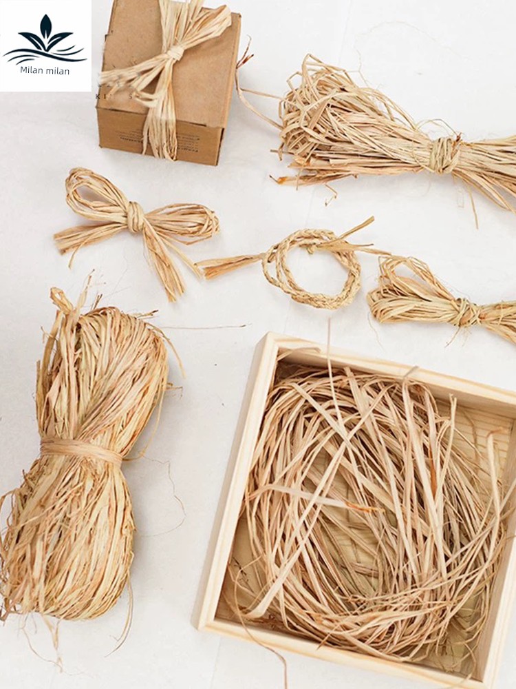 Natural Raffia Rope Bouquet Decoration Ribbon Bow Handmade DIY Material Love Grass Tie Filler