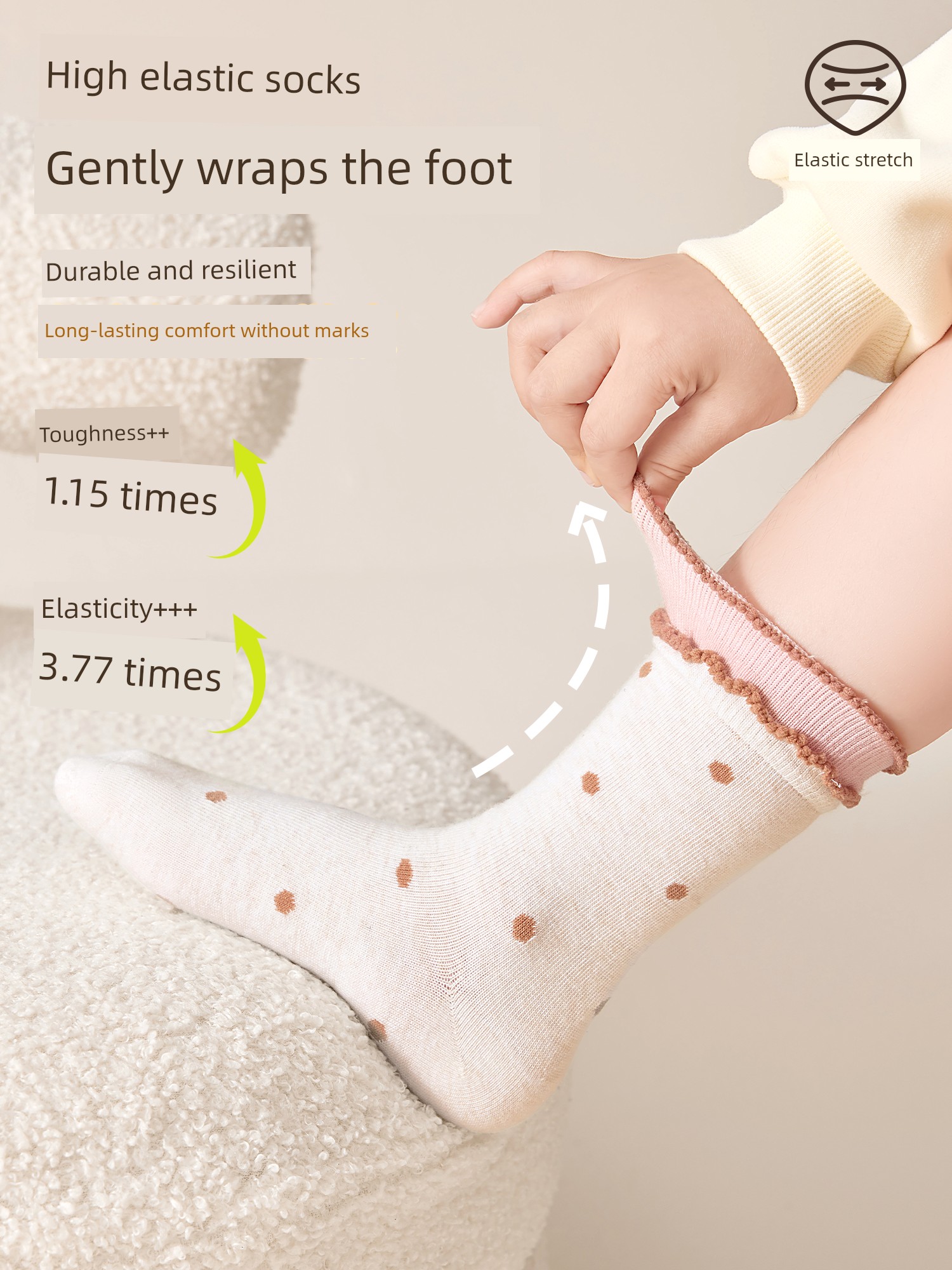 Girls' Socks, Thin Autumn Style, Children's Pure Cotton Socks, Breathable, for Girls, Spring and Autumn High-Tube Baby Socks — 2