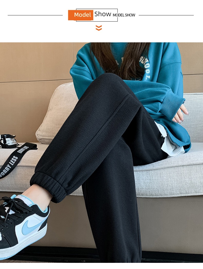 Wolfgang winter Plush Tie one's feet leisure time Sports pants