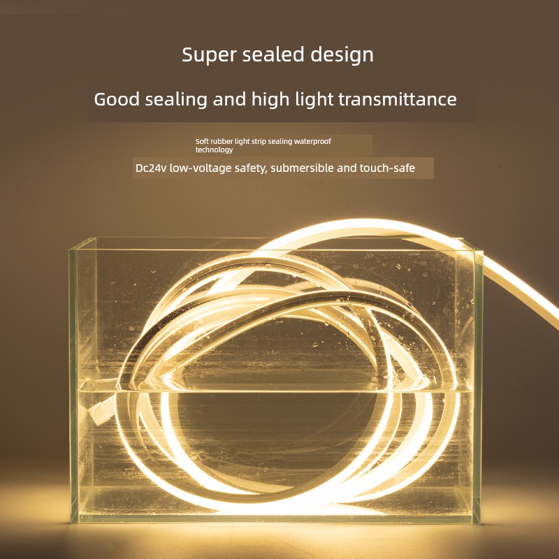 Led Silicone Soft Light Strip Embedded 12V24V220V Waterproof Curved Linear Surface-Mounted Flexible Cabinet Linear Light