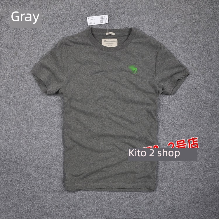 tide man summer wear Round neck leisure time Solid color Short sleeve T-shirt